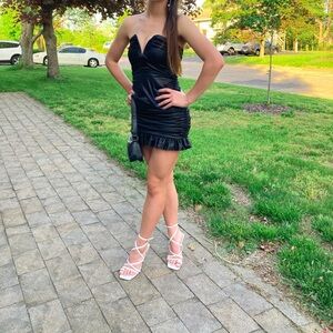 Lucy in the Sky Black Ruched Mini Dress